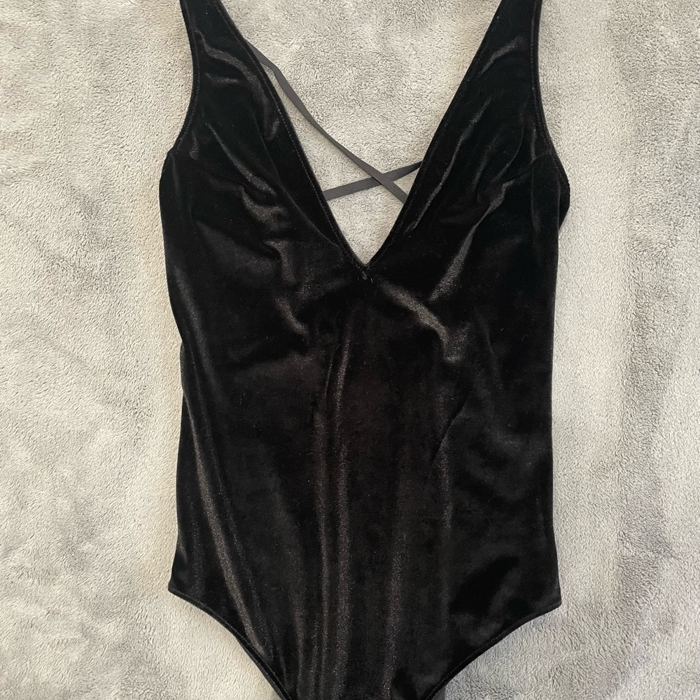 Black velvet bodysuit